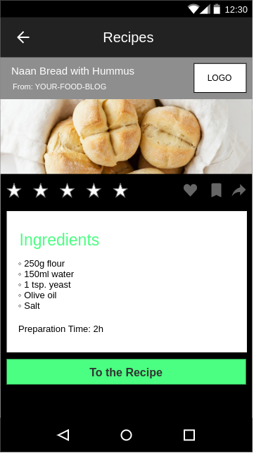 Recipe Detail Page Mockup